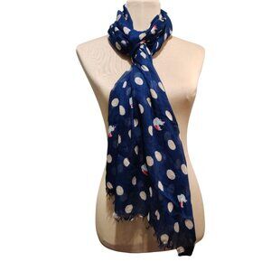GAP Womens Navy Blue Scarf Polka Dot Fox Print Modal Lightweight Animal Wrap